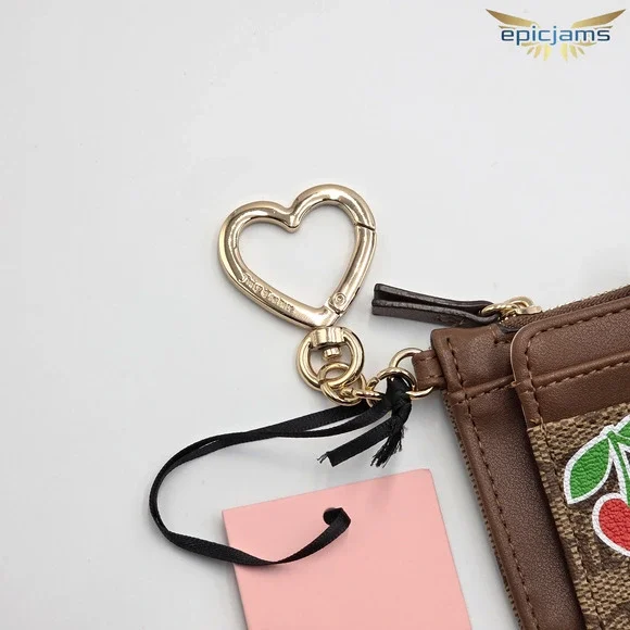 Juicy Couture All Things Juicy Tab Card Wallet Chestnut Chino Strawberry Heart - Picture 5 of 5